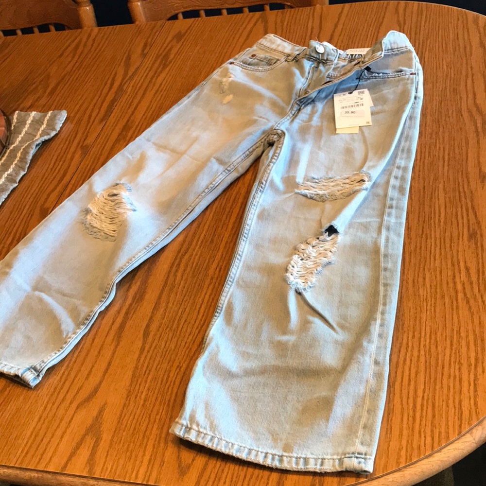 Girls Zara wide leg cropped jeans